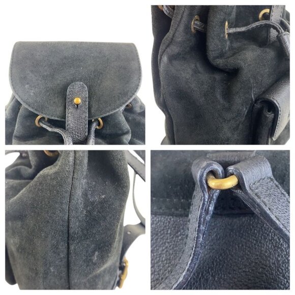 Gucci Vintage Bamboo Black Gold Hardware Suede 003 2852 0030 0 Backpack Daypack main image 5